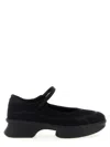Prada Mesh Upper Round Toe Rubber Sole Ballerinas In Black