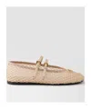 Prada Mesh Design Flats With Honeycomb Pattern And Gold-tone Buckles In Nude