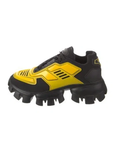 Pre-owned Prada Mesh Colorblock Pattern Chunky Sneakers In Black
