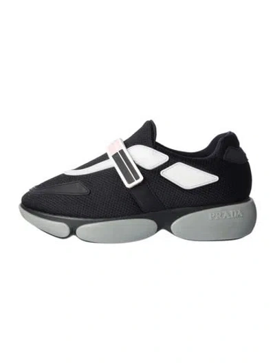 Pre-owned Prada Mesh Colorblock Pattern Sneakers In Black