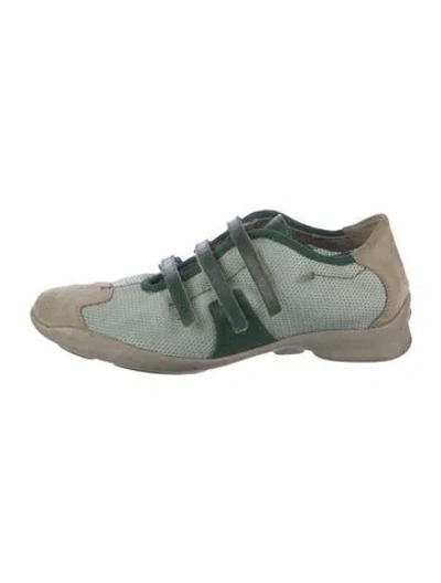 Pre-owned Prada Mesh Colorblock Pattern Sneakers In Green