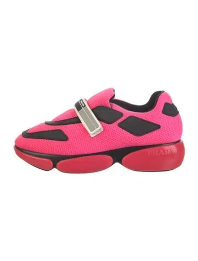 Pre-owned Prada Mesh Colorblock Pattern Sneakers In Pink