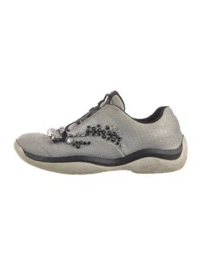 Pre-owned Prada Mesh Crystal Embellishments Sneakers In Multi