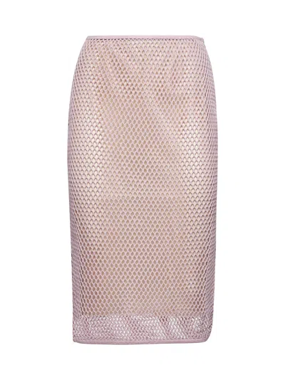 Prada Mesh Detail Skirt In Pink