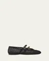 Prada Logo Leather-trimmed Mesh Ballet Flats In Nero