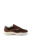 Prada Women's Mesh Fabric And Suede Sneakers In Brown