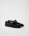 Prada Mesh Ballerina Shoes In Black