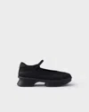 Prada Mesh Upper Round Toe Rubber Sole Ballerinas In Black