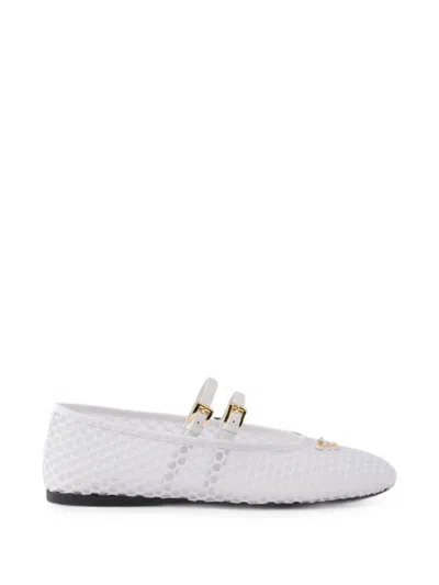 Prada Mesh Fabric Ballerinas In White