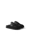 Prada Triangle Logo Mules In Black