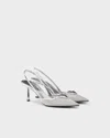 Prada Mesh-panelled Slingback Pumps In Gray