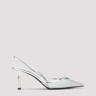 Prada Mesh Fabric Slingback Pumps In Silver