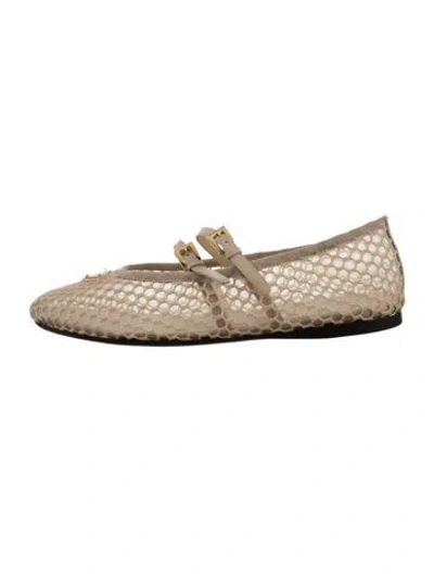 Pre-owned Prada Mesh Lace Pattern Ballet Flats In Neutrals