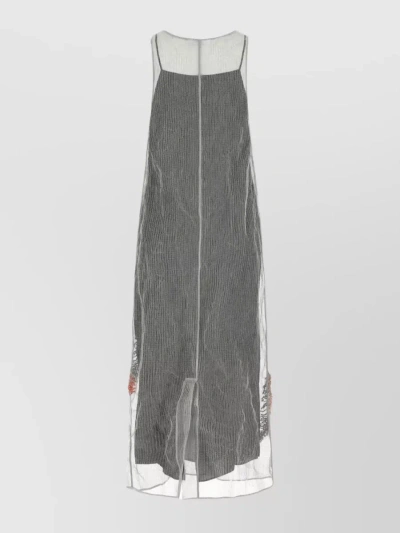 Prada Mesh Layered Sleeveless Dress In Grey