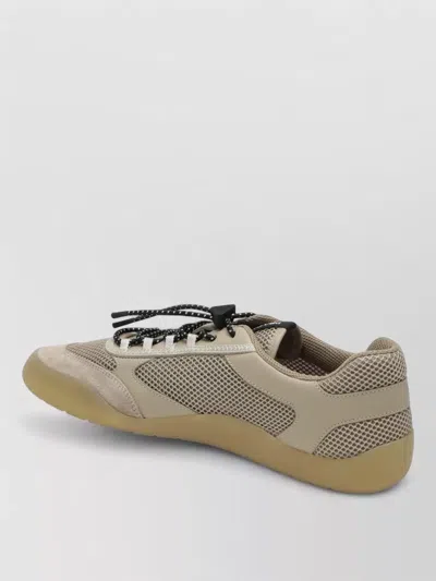 Prada Mesh Low Top Sneakers Round Toe Rubber Sole In Brown