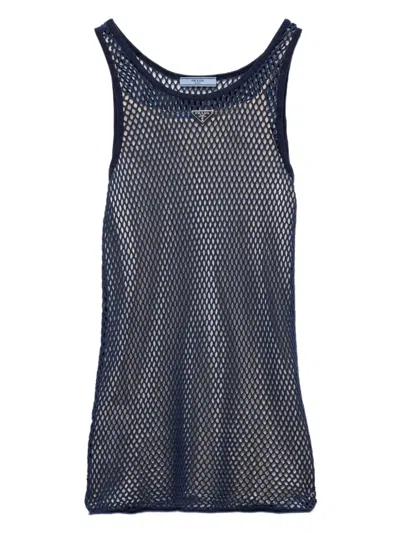 Prada Mesh Mini Dress In Blue