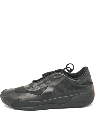 Pre-owned Prada Mesh-panel Sneakers In Black