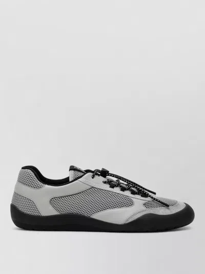 Prada Mesh Panel Sneakers Rubber Sole Design In Black
