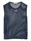 Prada Mesh Sleeveless Top In Blue