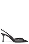 Prada 75 Logo Leather-trimmed Slingback Pumps
