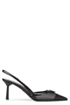 Prada Logo Plaque Pointed Heels In Black