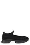 Prada Mesh Upper Round Toe Rubber Sole Ballerinas In Black