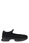 Prada Mesh Upper Round Toe Rubber Sole Ballerinas In Black