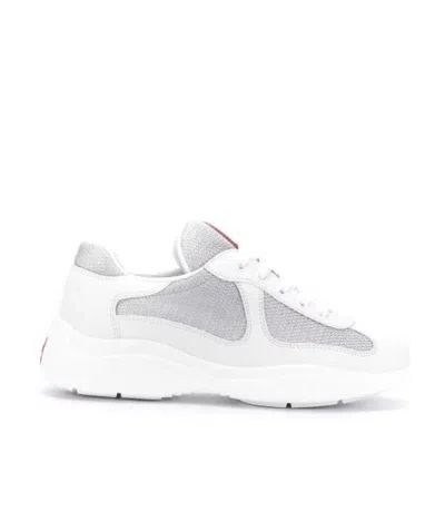 Prada White Lace Up Sneakers In Multi