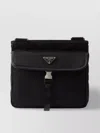 Prada Messenger Bag With Adjustable Strap And External Pocket In Black