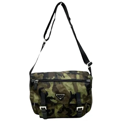 Prada Messenger Khaki Synthetic Shoulder Bag ()
