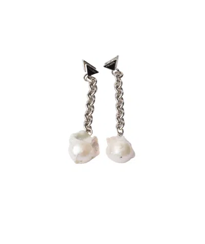 Prada Metal And Pearl Earrings In Multi