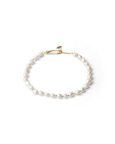 Prada Halskette Aus Metall Und Perlgrau In White