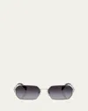 Prada 58mm Gradient Rectangular Sunglasses In Silver