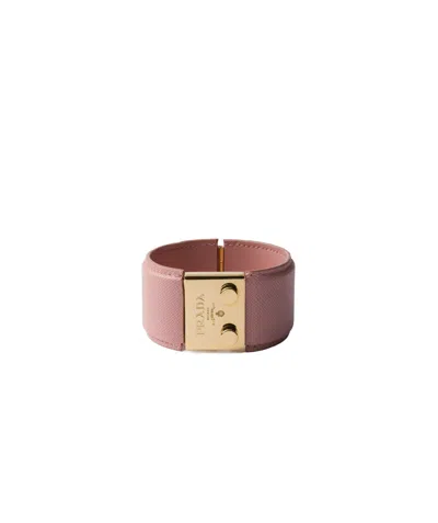 Prada Metal And Saffiano Bracelet In Pink