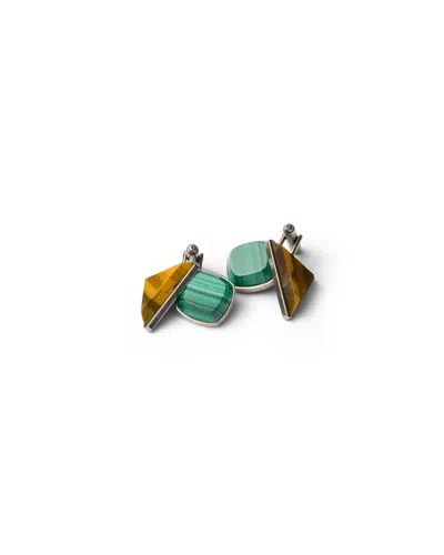 Prada Metal And Semi-precious Stone Cufflinks In Multi