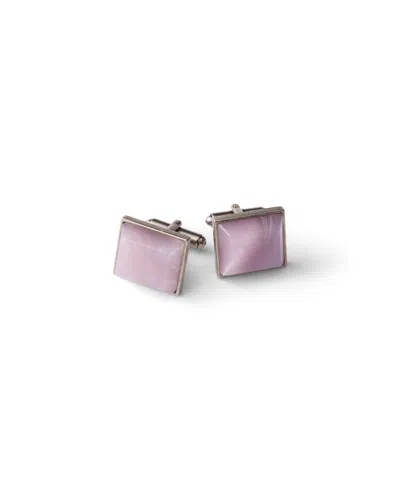 Prada Metal And Semi-precious Stone Cufflinks In Rose Quartz