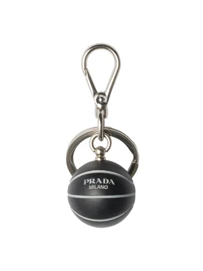 Prada Metal Basketball Key Ring In Pattern
