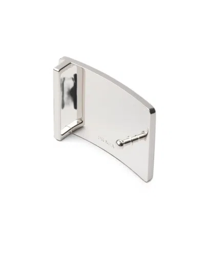 Prada Metal Belt Buckle In Gray