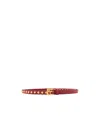 Prada Stud Embellished Textured Leather Adjustable Belt In Red