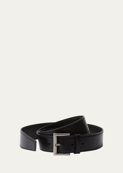 PRADA METAL BUCKLE CALF LEATHER BELT