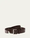 Prada Metal Buckle Calf Leather Belt In Brown