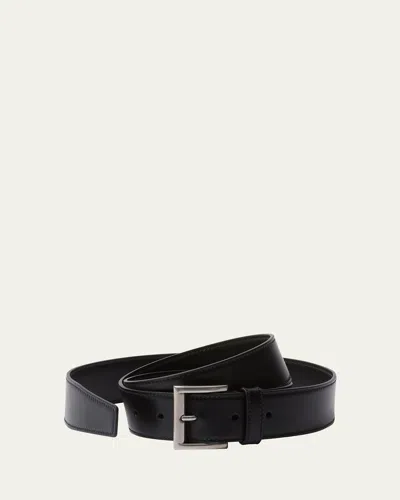 Prada Metal Buckle Calf Leather Belt In Nero