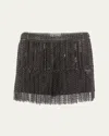 Prada Miniskirt With Metal Chain Fringe In F0276 Acciaio
