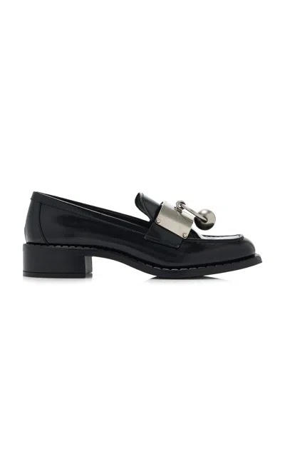 Prada Brushed Leather Loafers In Black