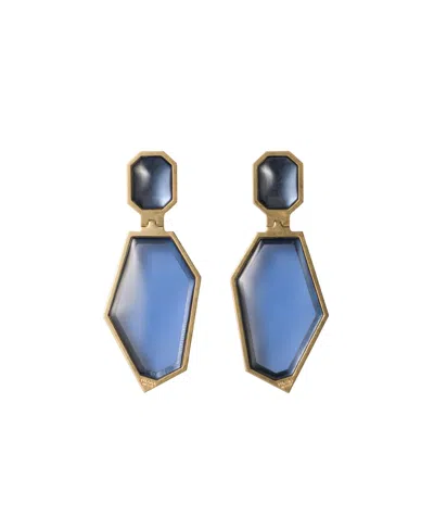 Prada Metal Earrings In Kornblumenblau/bronze