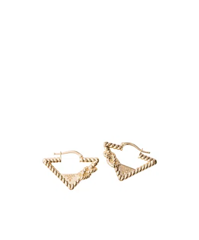 Prada Metal Earrings In Gold