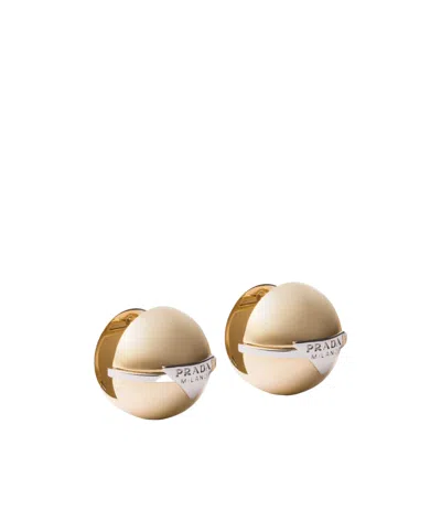 Prada Metal Earrings In Gold/steel