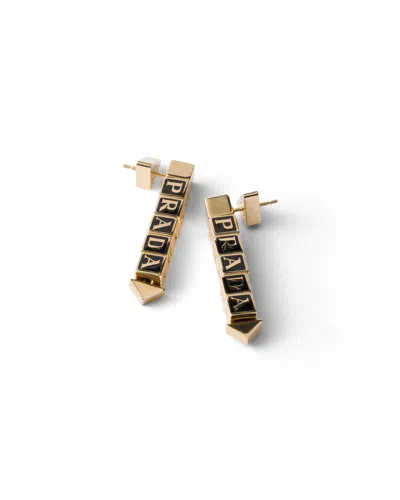 Prada Metal Earrings In Gold