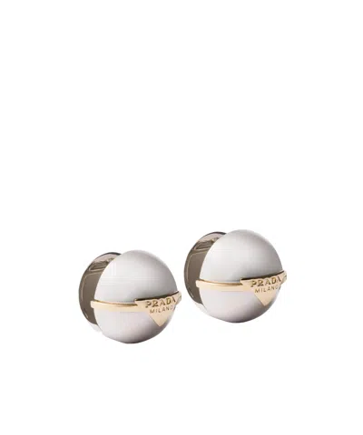 Prada Metal Earrings In Steel/gold