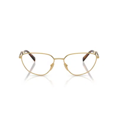Prada Metal Frame Gold Finish Aviator-inspired Eyeglasses In Metallic